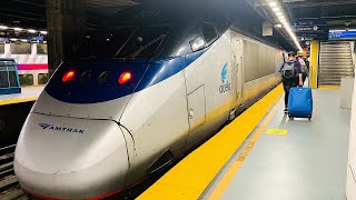 🇺🇸Riding the Americas FASTEST Train  Amtrak Acela First Class New York→Washington DC [upl. by Ebner]