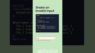 shake invalid text in input box inout rtk programming coding htmls css trending shorts node [upl. by Atekehs226]