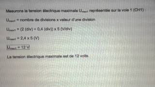 Mesures de tension électrique maximale et de période sur oscillogramme [upl. by Naesar]