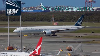 RARE Cathay Pacific 777300ER Afternoon Departure at Brisbane Airport BNE [upl. by Htiekram]