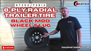 ST20575R15 8Ply Radial Trailer Tire On Black Mod Wheel 5 lug [upl. by Auos]