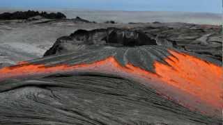 Rivers of molten lava high up Pulama Pali  Kilauea Volcano Hawaii DIGITALNECTAR [upl. by Trisha]