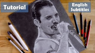 Dibuja a Freddie Mercury con lápices de grafito [upl. by Hayotal]