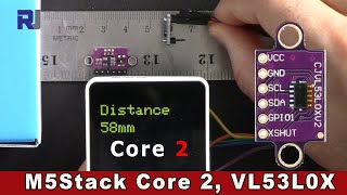 Laser distance measurement with M5Stack Core2 ESP32 and VL53L0X with Arduino  Robojax [upl. by Kerin]