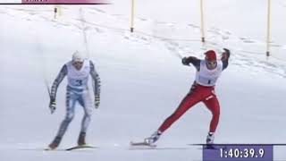 Thomas Alsgaard vs Silvio Fauner Nagano 1998 Olympics Relay [upl. by Eikkin]