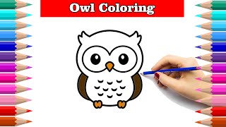 Cute owl coloring for kids and toddlers fun activity [upl. by Pump122]