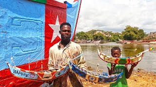 7yearold Builds Canoe And Paints 200 In Ghana [upl. by Ygiaf]