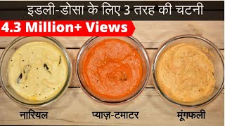 3 तरह की चटनी जो आपके इडलीडोसा के स्वाद को और भी बढ़ा दे  Idli Dosa Chutney Recipe in Hindi [upl. by Ideih]