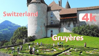 SWITZERLAND  GRUYERES  MONTREAUX  Walking Tour beautiful villages  hermosos pueblos  SUIZA  4k [upl. by Arayc]