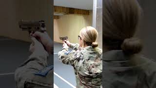 Safely Firing the SIG Sauer M17  M18 Military Pistol Indoor Range [upl. by Ahslek]