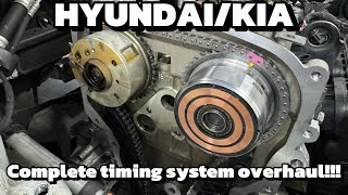 HyundaiKia 20T and 24 Theta 2 Timing chain electric cam phaser and tensioner replacement [upl. by Asamot]