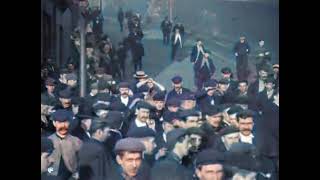 1899  20000 employees entering Lord Armstrongs Elswick Works NewcastleuponTyne Colorized [upl. by Ursulette]