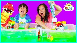 Ryans World Slime Baff Surprise Toys Challenge game  Mystery Slime  Mystery Putty Molekule [upl. by Aloeda152]