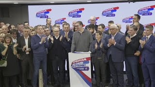 Serbian President Vucic says his party won election  AFP [upl. by Adelina]