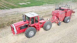 Massey Ferguson 4840 Baling BigBales w MF190 Big Baler  Pure American Muscle Working  DK Agri [upl. by Novick]