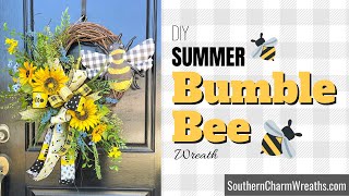 DIY Summer Bumblebee Wreath on Grapevine [upl. by Jacenta]