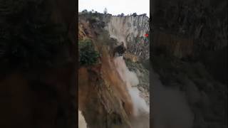 Mountain waterfall cutting big landslide nplwaterfallmountains shorts [upl. by Hesler]