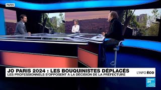 JO Paris2024  quotlincompréhensionquot des bouquinistes face au projet de déplacement des boîtes vertes [upl. by Stanwinn]