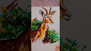 brush pen work  🦌 sketch color🎨 colorful❤💛💚💙💜 [upl. by Enaile]