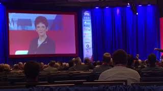 Mona Charen Gets Boos at CPAC2018 for Marechal Le Pen Comments [upl. by Nonaihr]