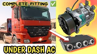 Truck Under Dash Unit Air Conditioner Install  Mercedes AC Fitting Process  12v24v [upl. by Curson]