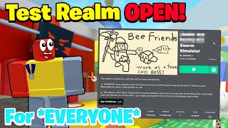 Test Realm OPEN TO EVERYONE When Actual Update Coming Bee Swarm Simulator [upl. by Ahar510]