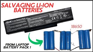 How to Salvage  Recycle Lithium Ion Liion batteries from a laptop battery pack 18650 [upl. by Ameg825]