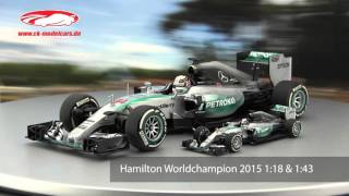 ckmodelcarsvideo L Hamilton Mercedes F1 W06 Hybrid 44 Weltmeister Formel 1 2015 Minichamps [upl. by Matthews389]