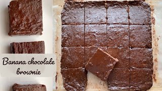 Sugarless banana chocolate brownies recipe  no added sugar banana brownie dessert egglesssugarfree [upl. by Esimaj]