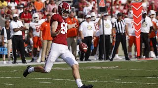 Alabama punter James Burnip an Australia native on Outback Steakhouse quot758 out of 10quot [upl. by Eahsram]