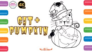 How to Draw a Halloween Cat and Pumpkin for Kids  Cutie Patootie Learns [upl. by Ethbin]