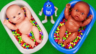 Satisfying ASMR Video l Yummy Mixing Candy in 2 Bathtubs with Magic Colors MampMs Slime Cutting ASMR [upl. by Egnalos60]