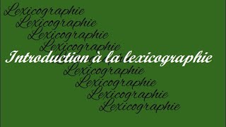 Introduction à la lexicographie [upl. by Cousins]