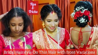 Bridal Hairstyle in Very thin Hair with front Variations Tips amp tricks [upl. by Ferris494]