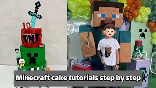 HOW TO MAKE A MINECRAFT CAKE  MINECRAFT CAKE TOTURIALS step by step  Deniz Cake [upl. by Roy]