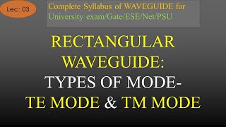 Types of Modes in Rectangular Waveguide  TE Mode amp TM Mode  Waveguide  Lec3 Join Telegram 4 PDF [upl. by Royall63]