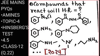 45CLASS12 Q22 HINSBERGS TEST AMINES JEE MAINS PYQs [upl. by Oliver]