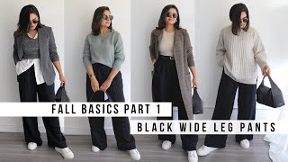 WIDE LEG PANTS  7 Outfit Ideas  Fall Basics  Part 1  Capsule Wardrobe [upl. by Ahsiyt277]