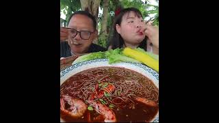 Cooked vermicelli with shrimp paste Roll large pieces of Chinese noodles fypシ゚viral food [upl. by Moishe10]