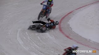 20220115 FIM Ice Speedway World Championship Qualifying Round 1 Örnsköldsvik Sweden Crash 2 [upl. by Bergeman]