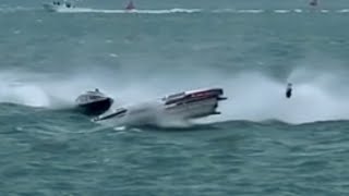 Race Boat Loses Outdrive And Spins At 2023 Inaugural 7 Mile Offshore Grand Prix Marathon FL [upl. by Henarat747]