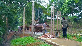 Progress of the 2nd day of construction of the Safety Gate Erecting wooden pillarssolid foundation [upl. by Galina]