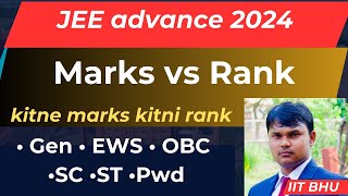 jee advance 2024 Marks vs rank Expected cutoff kitne marks pe kitni rank hogi [upl. by Sibella]