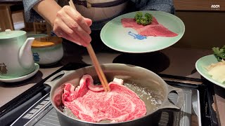 Matsusaka Beef Sukiyaki in Osaka  Gourmet Food in Japan [upl. by Aihsyak543]