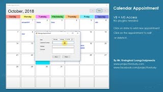 How to coding Sample Calendar Appointment with VBNET  MS Access no plugins needed [upl. by Adlaremse]