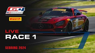 LIVE  Race 1  Sebring International Raceway  Pirelli GT4 America 2024 [upl. by Tirrej]