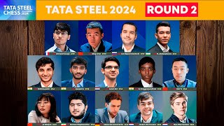 🔴 Round 2  Tata Steel Chess 2024  Ding Nepom Firouzja Giri Pragg Gukesh Abdusattorov Wei Yi [upl. by Nylkaj]