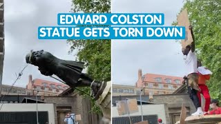 The Edward Colston statue gets pulled down in Bristol [upl. by Darce]