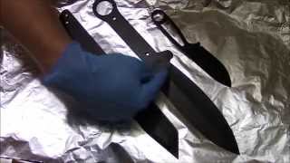 Knife etching part 1  Gun blue and bleach  Cold steel shanghai shadow kunai [upl. by Salokkin]