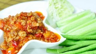 Thai Food Northern Thai Spicy Pork and Tomato dip Nam Prik Ong [upl. by Airamas146]